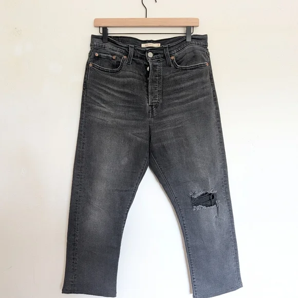 Levi's Wedgie Straight In Well Worn Black Size 31 - Picture 7 of 7